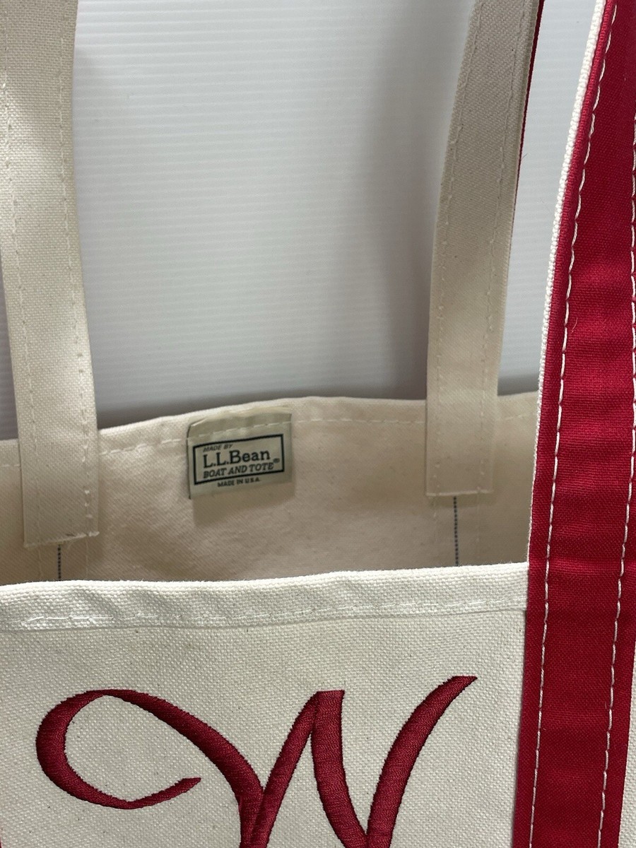 Vintage 80s LL Bean Boat and Tote Canvas Bag Cream Red 22 x Vintage 80s LL Bean Boat and Tote Canvas Bag Cream Red 22 x