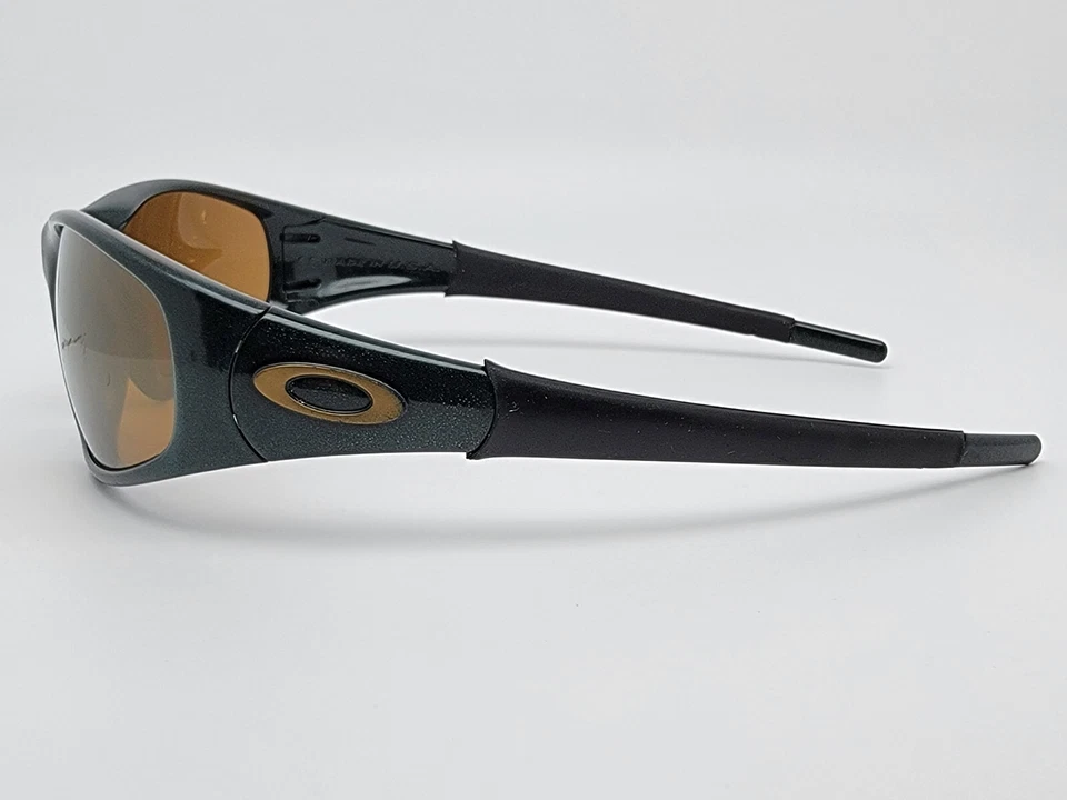 Gafas de sol Oakley 04-036 chaqueta recta Gen 1 marco esmeralda lentes doradas iridio Foto 4 de 4