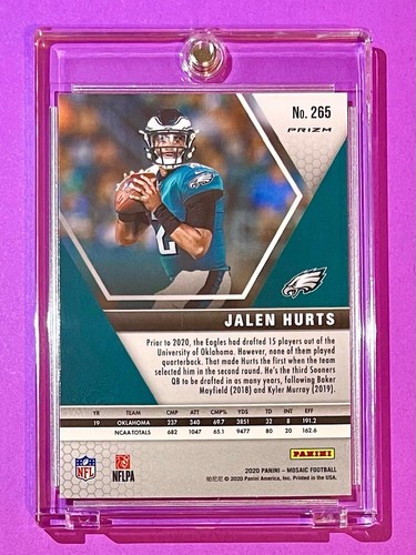 Jalen Hurts RARE GREEN REFRACTOR ROOKIE CARD PANINI MOSAIC PRIZM NFL DEBUT RC! - Picture 14 of 14