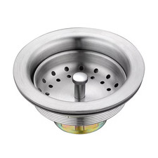 3-1/2 In. Drop-In Kitchen or Bar Sink Basket Strainer in Brushed Stainless Steel