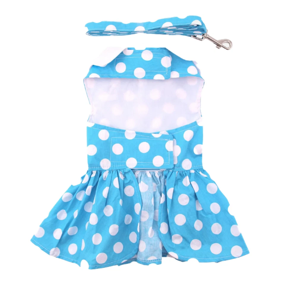 Doggie Design Blue Polka Dot Dog Harness Dress with Matching Leash (Small) - Image 2 of 4