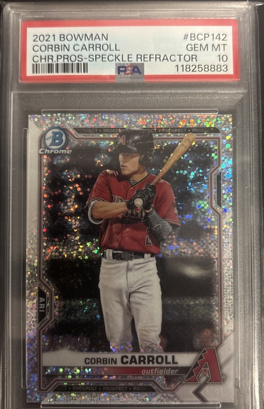 2021 Bowman #BCP142 Corbin Carroll Chrome Prospect Speckle Refractor /299 PSA 10