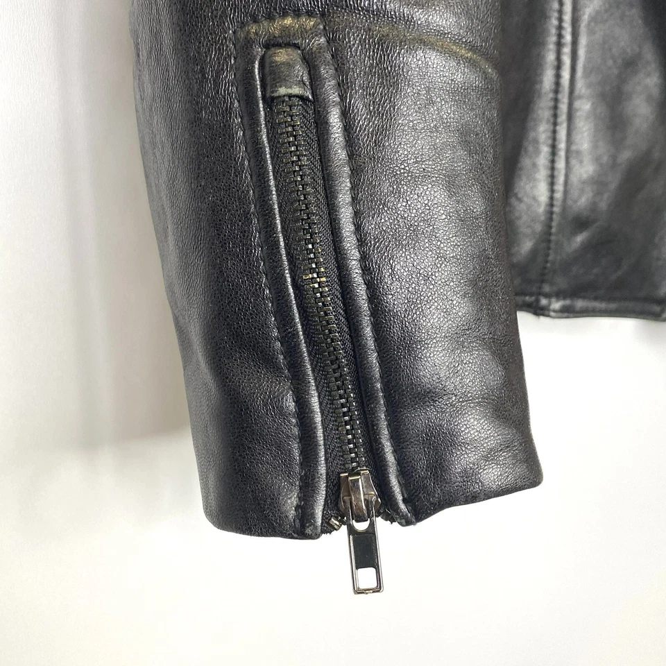 Chaqueta de cuero Soia & Kyo para mujer talla mediana moto motociclista negra Foto 4 de 4