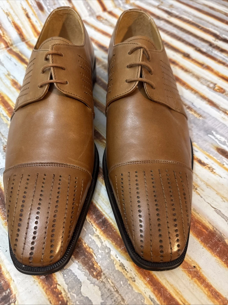steve harvey brown dress shoes Steve Harvey Genuine Leather Lizard Men's Dress Shoes Camel US Size 9.5