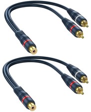 RCA Splitter 1 Female to 2 Male 2 Pack RCA Y Splitter RCA Audio Video Cable S...