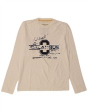 Top grafico uomo THINK PINK manica lunga XL bianco sporco cotone BM09