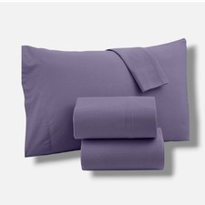 Shavel Home Products Purple Micro Flannel Solid Sheet 4-Piece Set, Queen' Size