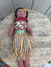 Vintage 1940's Hawaiian Grass Skirt Hula Dancer Cloth Girl Doll 12  