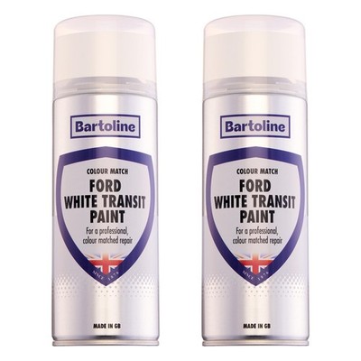 2x Bartoline Ford White Transit Lackspray Lasting Diamond Vans & Cars 400 ml