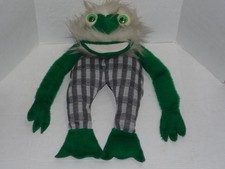 VINTAGE OVERSIZED GREEN GOOGLY EYED BIG MOUTH HAND PUPPET VERY NICE 27"