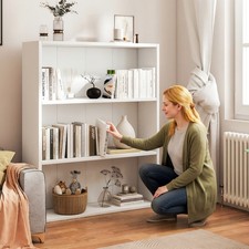 Wide 3 Shelf Tier Wooden Bookcase Cabinet Storage Shelving Display Shelves Unit