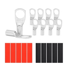 10PCS Tinned Copper Wire Lugs AWG 12-10,SC6-8 Battery Cable Ends Terminal... 