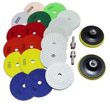 16 Packs Dry Diamond Polishing Pads Set, 4 Inch Dry/Wet Granite Bufffing Pad