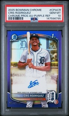 2025 Bowman Chrome #CPA-CR Cris Rodriguez Purple Auto /250 PSA 10 Tigers 1st