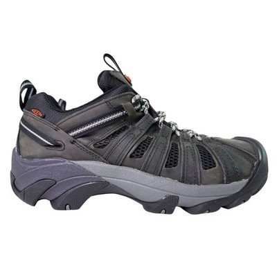  KEEN Voyageur Hiking Shoes Men's 11 M All terrain Leather Grey Scarlet Ibis