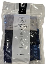 NWT EXPRESS 3 Pack Super Soft Boxer Brief Sz S-XL Black Gray Blue E2
