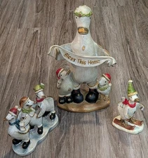 TII Collection Christmas Duck Vintage Faux Wood Handmade Resin 3 Figurines