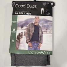 NEW Cuddl Duds Cotton Blend BaseLayer Pants - Size XL Gray Midweight Cuddle