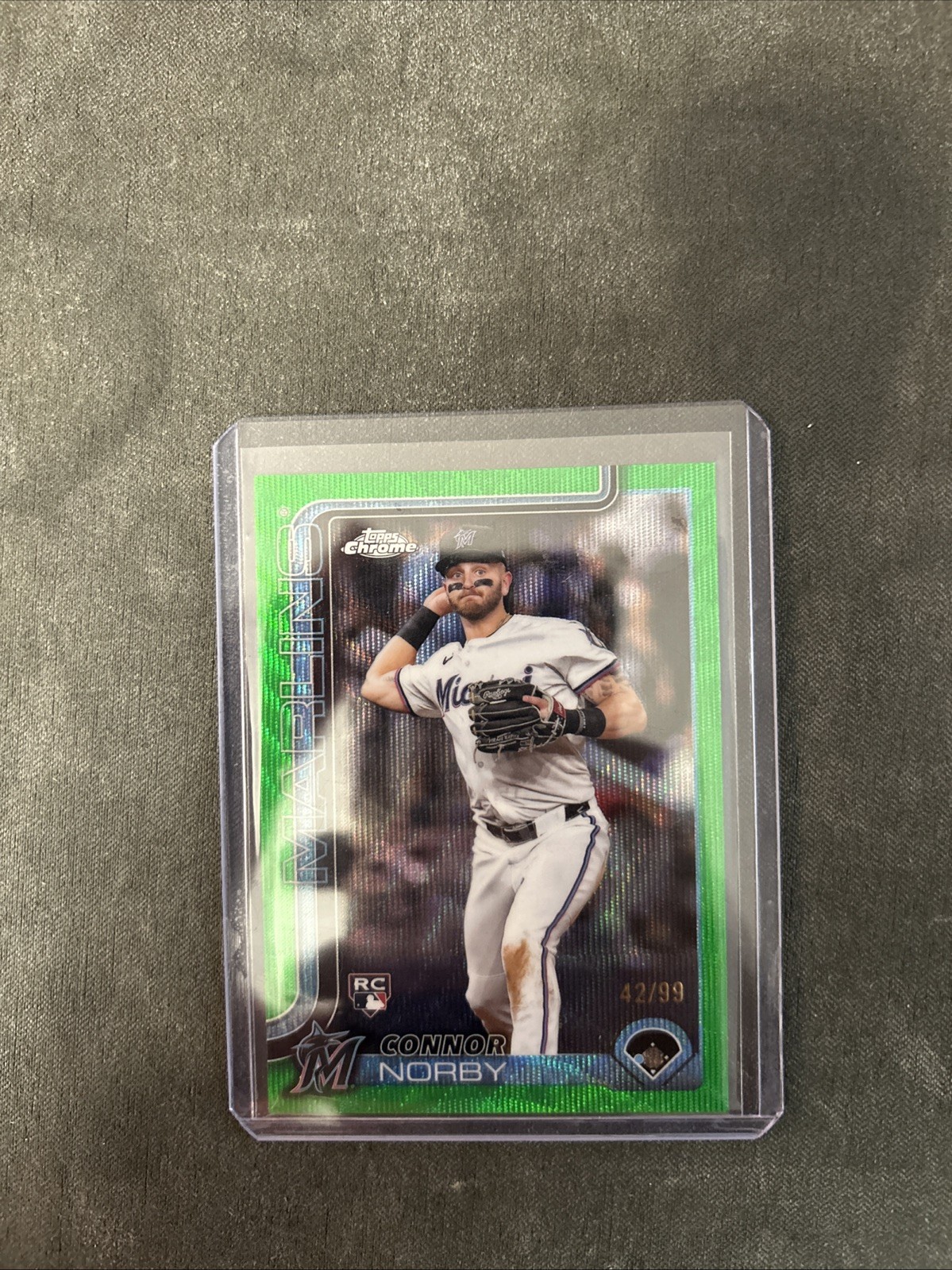 2025 Topps Chrome Connor Norby Green Wave Refractor /99 RC Marlins #199