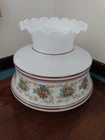 Vintage Quoizel Abigail Adams Hurricane Lamp Glass Shade Brown Floral 6.5"Fitter