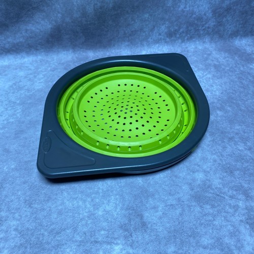 Collapsible Silicone Colander Washing Basket Strainer Green Gray Chefn - Picture 9 of 12