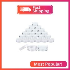 Beauticom 50 Piece 5g/5ml Round Acrylic Clear Jars with Lids for Cosmetics, Loti