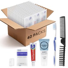 Travel Toiletries Supplies Kits Disposable Toiletry Amenities Set in Bulk, Hy...