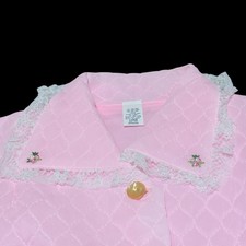 Vtg Mcm Retro JCPenney Women's L Pink Quilted Bed Jacket Nwt 3/4 Sleeve Defect