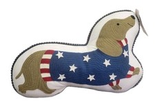 Decorative Pillow Stars  Stripes Dachshund 18" x 12"
