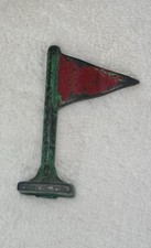 Vintage Barclay Manoli Lead Train Yard Red Flag Banner-Measures 2  Tall