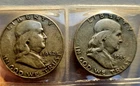 Lot of 2, 1952-D & 1953-S Franklin Half Dollar, 90% Silver with Aged Patina