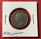 1935-P Washington Quarter 90% Silver About Good as pictured