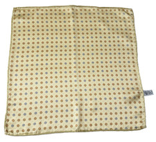 Hand Made In Italy 100 Silk Multicolor Medallions Pattern Pocket Square