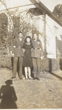 1940s WWII US Military Men  Beautiful Pretty Girl Fashion Shadow Photo P17r6