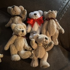 Lot of 5 Vintage Boyds Bears Plush Miniature Jointed T.F. Wuzzies Holiday Bear