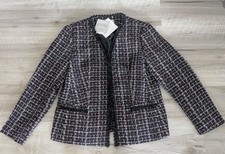 NWT Kasper Women's Tweed Open Front Framed Jacket Plaid Blazer Shiraz Multi 6P