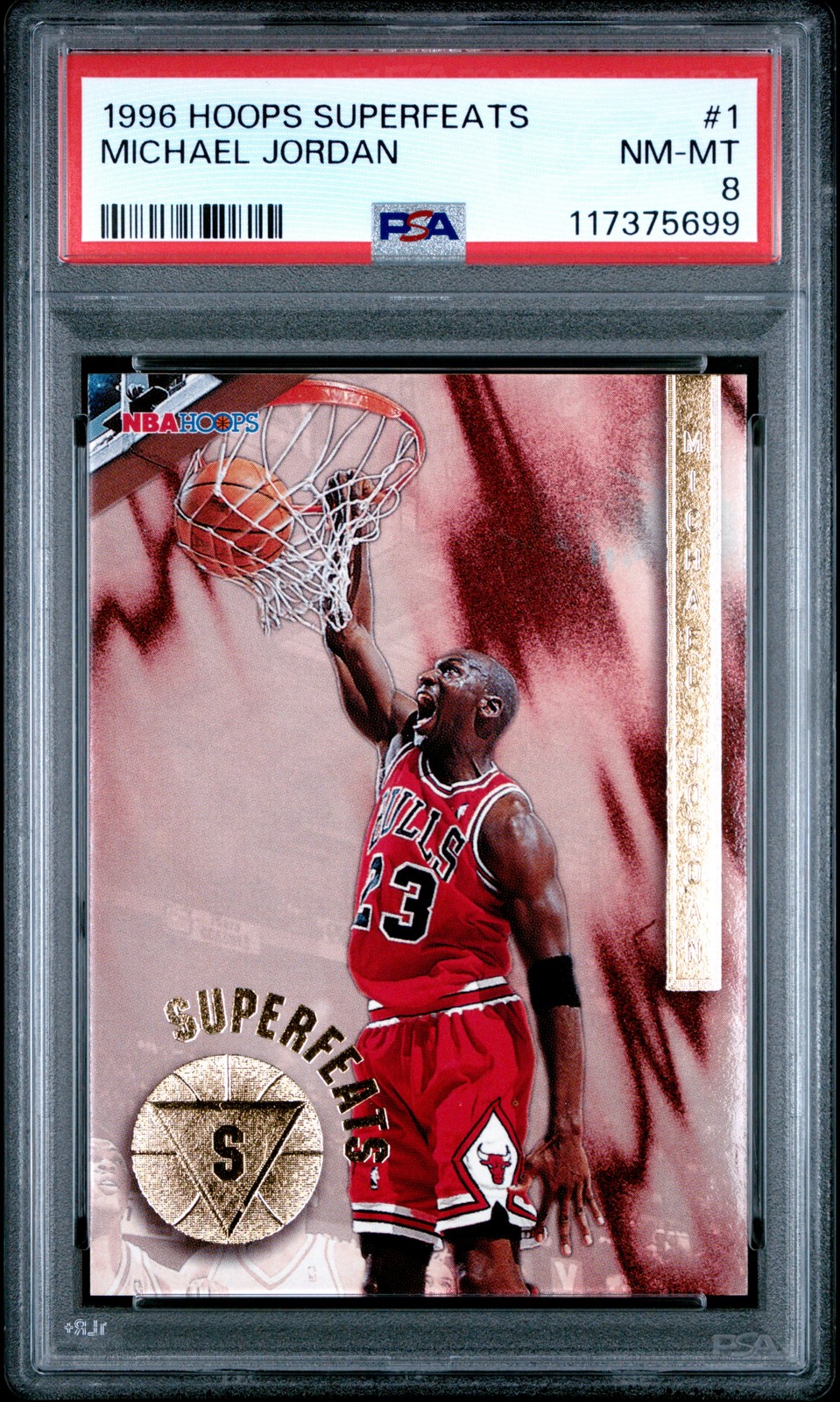 1996 Hoops Superfeats Michael Jordan #1 PSA 8