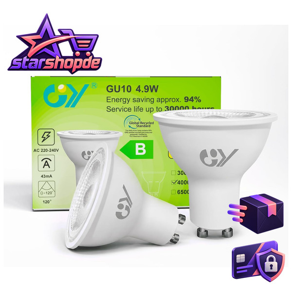 GY GU10 LED Neutralweiss Lampe 4.9W 790 Lumen 4000K Neutralweiß GlüHbirnen,80W L-image