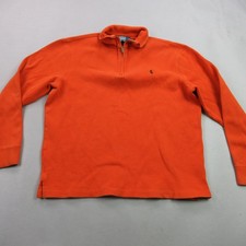 Polo Ralph Lauren Mens Medium Orange Long Sleeves 1/4 Zip Sweater Pullover