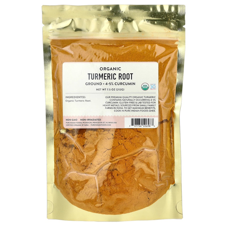 Pure Indian Foods Organic Turmeric Powder 7 5 oz 212 g Organic,