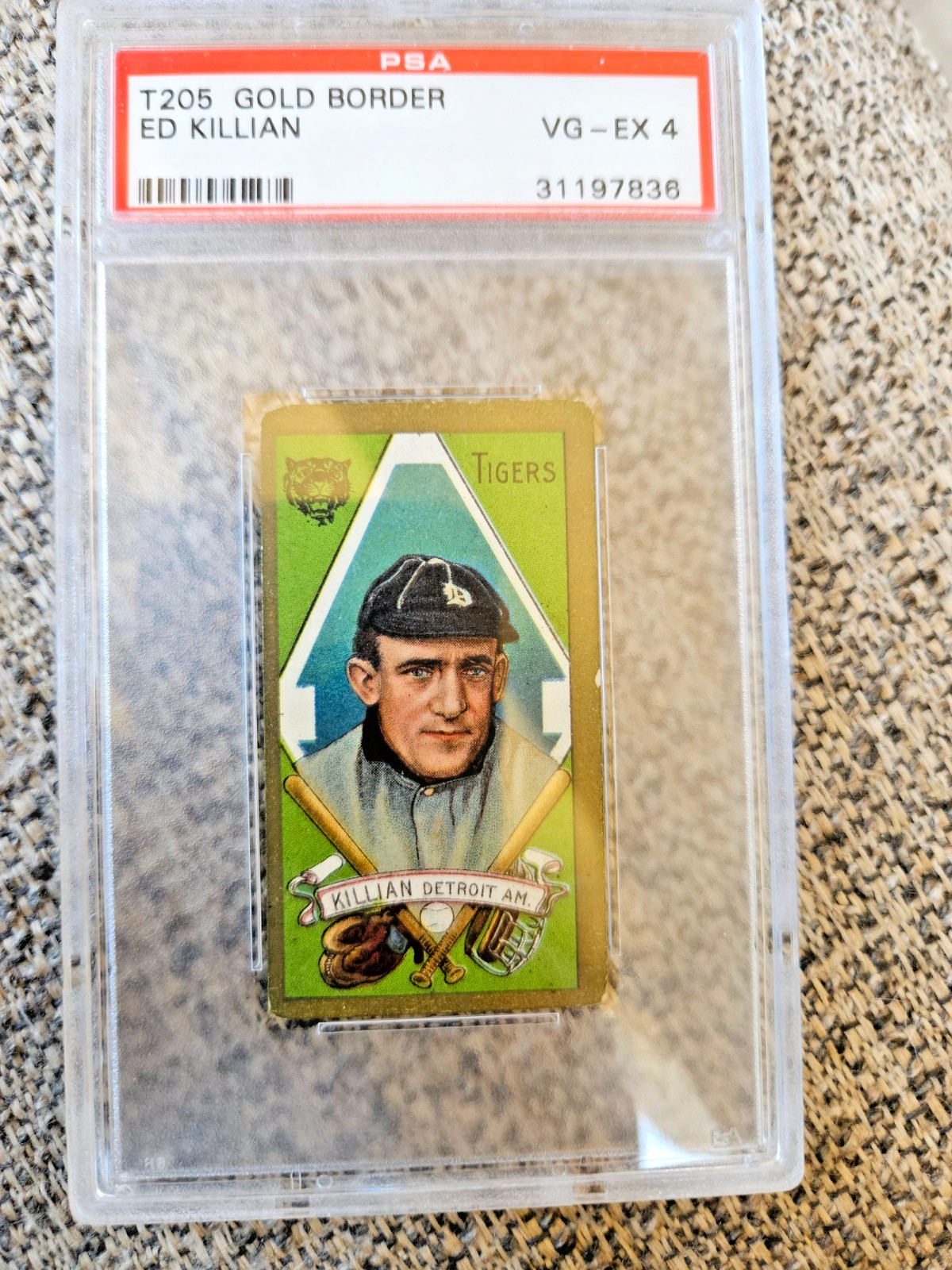 1911 T205 EDWARD ED KILLIAN PSA VGEX 4 ~ RED SWEET CAPORAL BACK~ Detroit Tigers