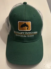 Sun Valley Outfitters Fly Fishing Hat-Trucker Style-Velco Closure-Green & White