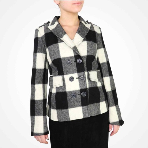 White Wool Plaid Coat | eBay