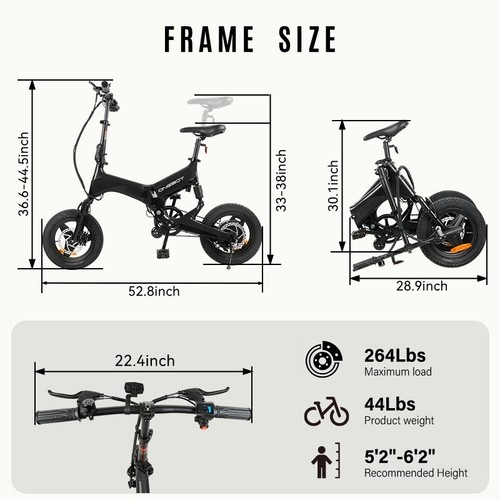 ONEBOT Electric Bicycle 350W 36V 5.2AH 14" Folding Electric Mountain Bike - Picture 15 of 19
