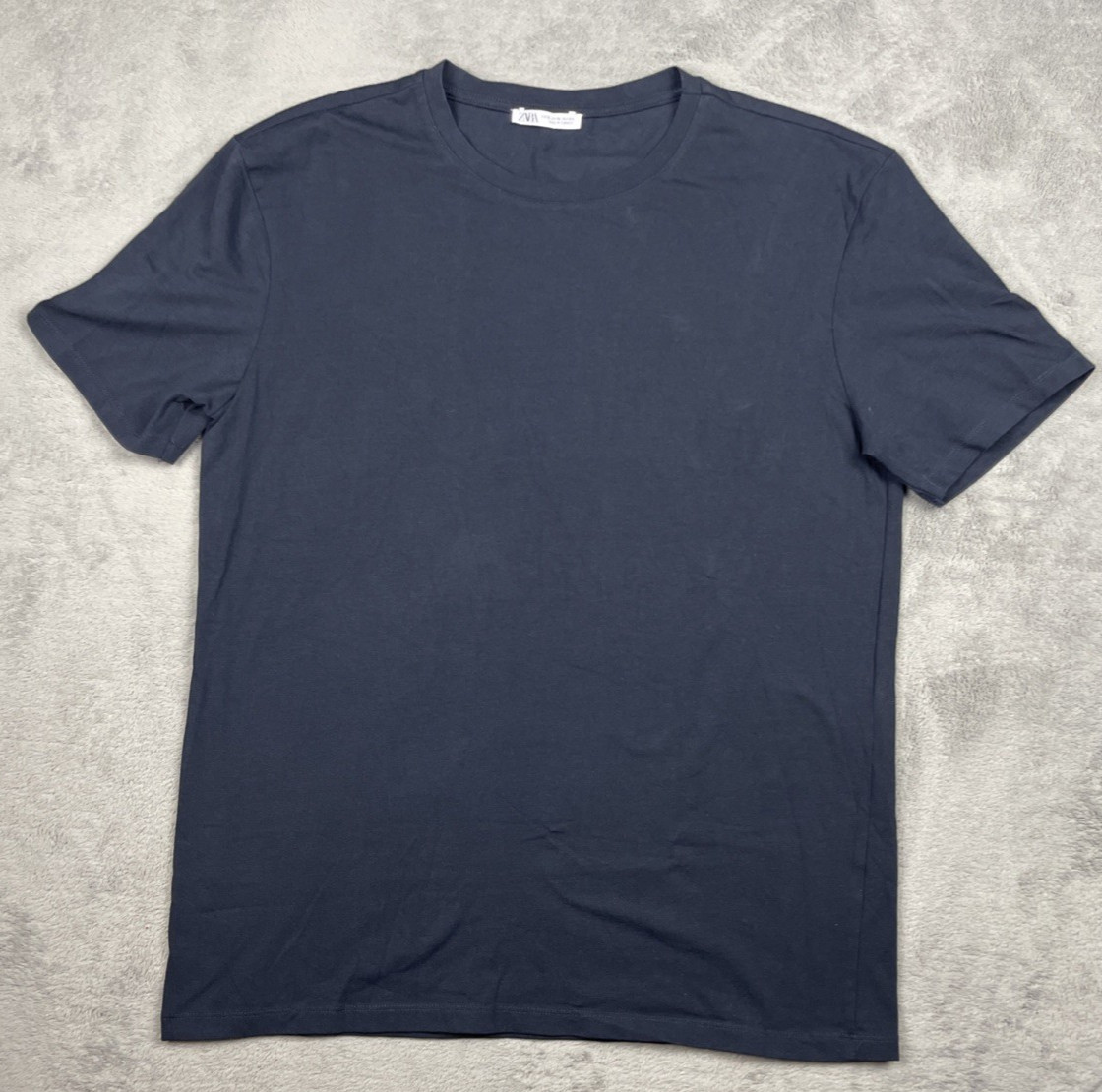 Zara Crew Neck Short Sleeve Black Basic Cotton Te… - image 1