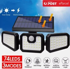 60000LM Solar Security Lights 3 Head Motion Sensor Lights Flood Light Adjustable