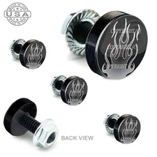 5 Black Aluminum Motorcycle Windshield Bolt Kit -  GREY ROD FLAMES - 075