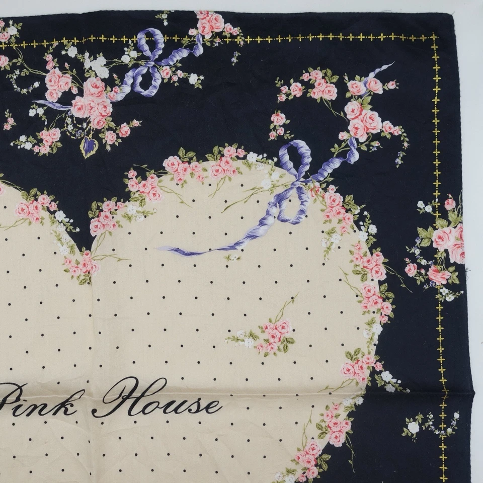 Pañuelo Pink House Negro Corazón Lunares Logo Flor Bufanda Algodón 22"x22" Foto 3 de 4