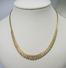 14K Tricolor Gold Textured Graduated Link Necklace Italy 16" [N94] — photo 4