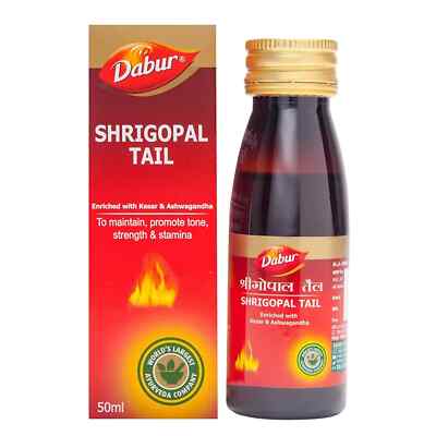 2 x Dabur Shri Gopal Tail Oil 50ml Massage Oil For Men - Promotes 
